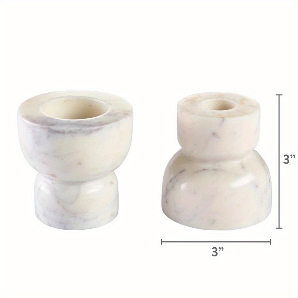 3" Marble Taper Votive & Candle Holders (Set of 2)