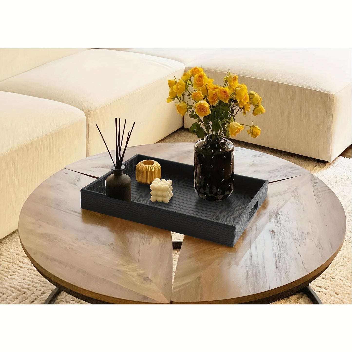 Rectangular Serving Tray With Handle Holes