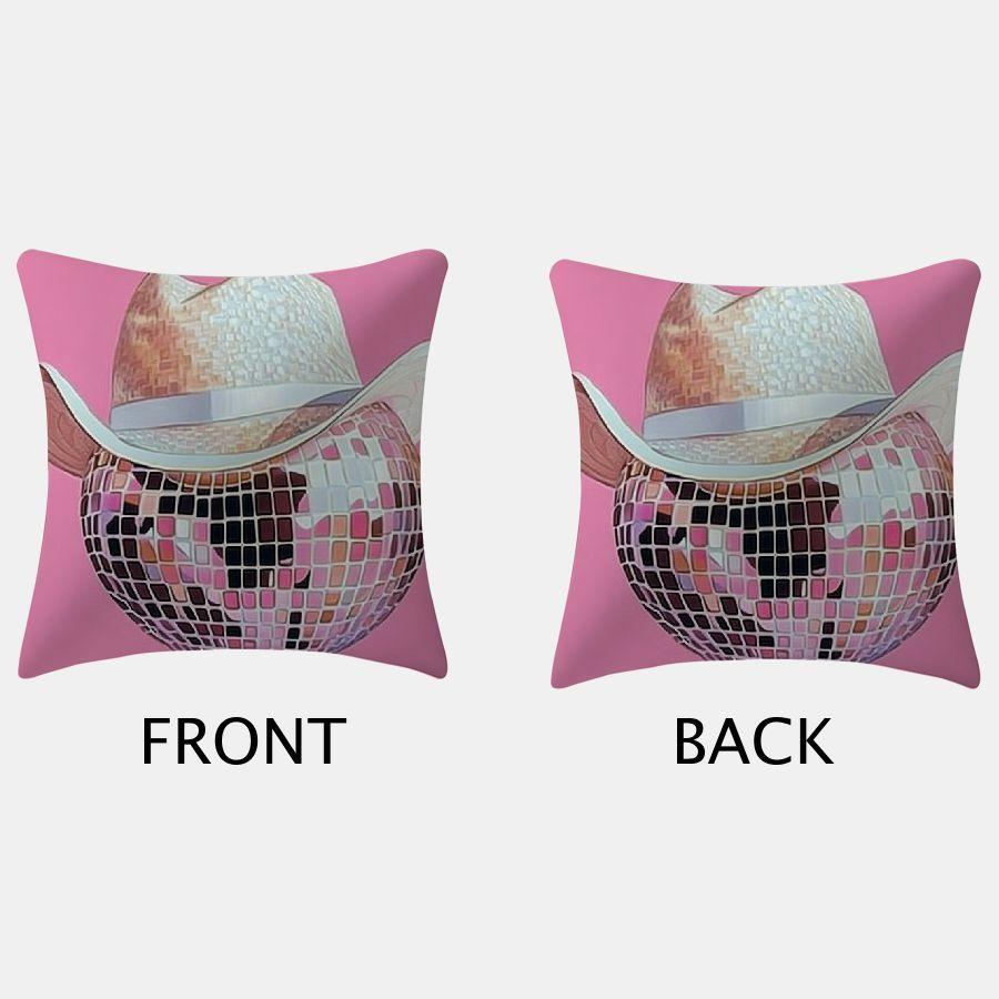 Chic Pink Disco Cowgirl & Cowboy Throw Pillow Cover