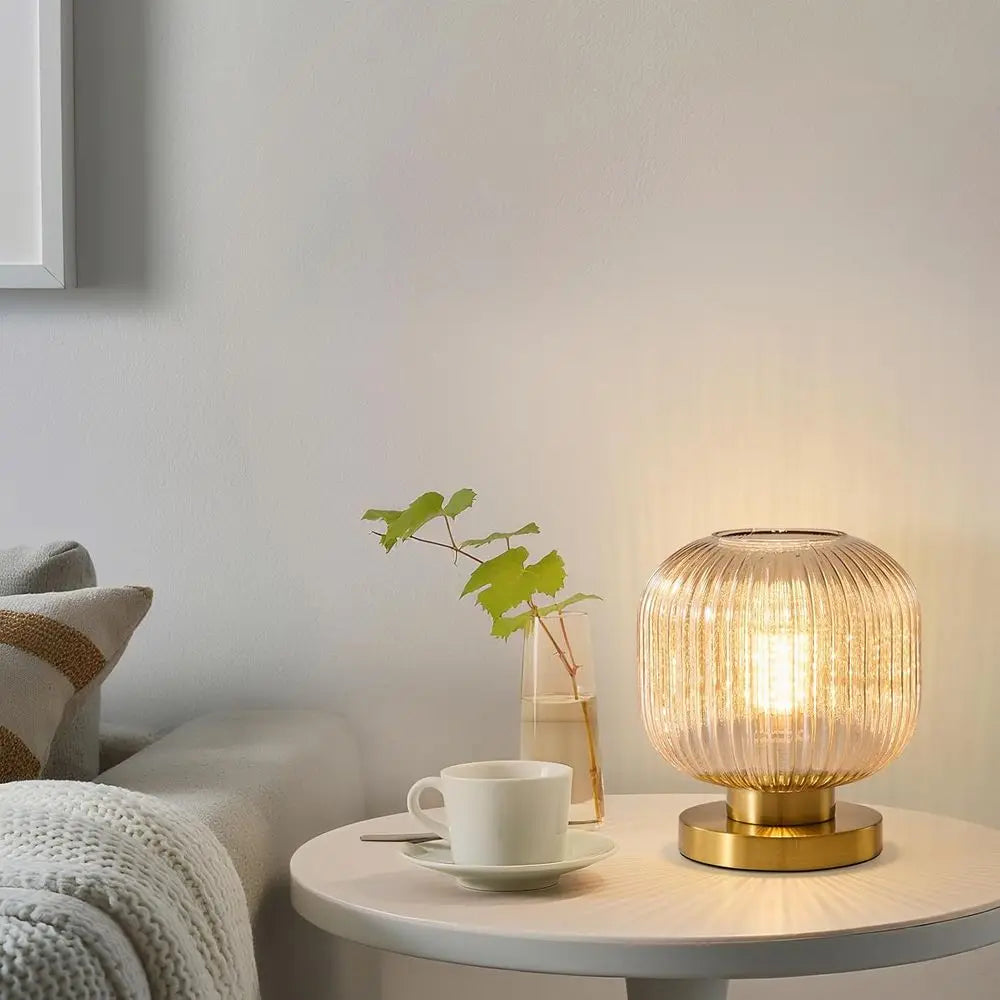 Mid-Century Amber Glass Desk Lamp