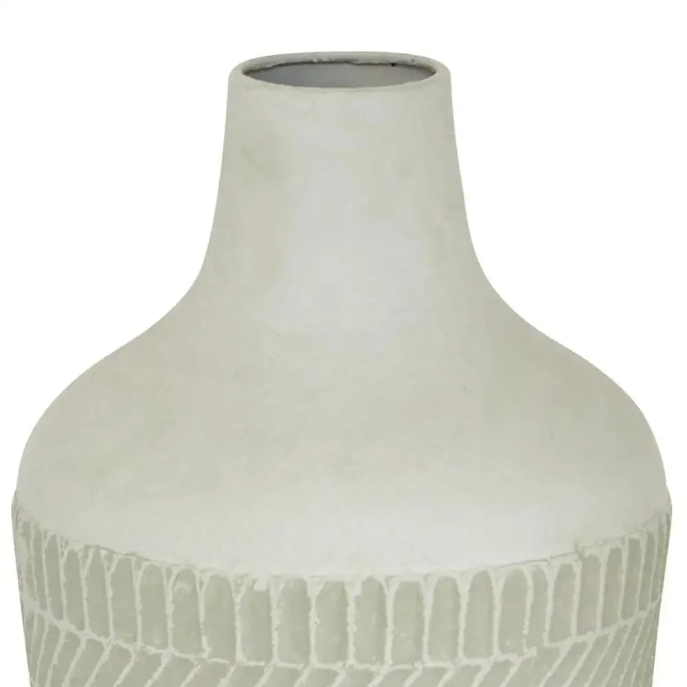 Textured White Iron Vase 13"