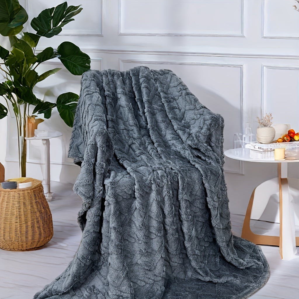 Solid Color Jacquard Velvet Blanket