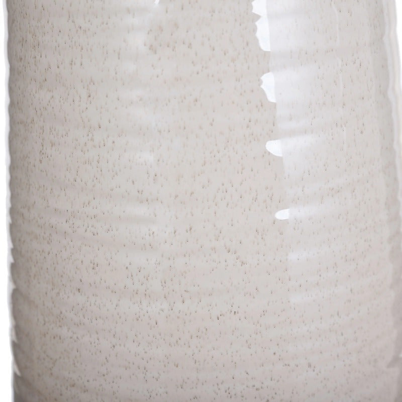 1pc Ceramic Vase with Glossy Top & Concrete Base