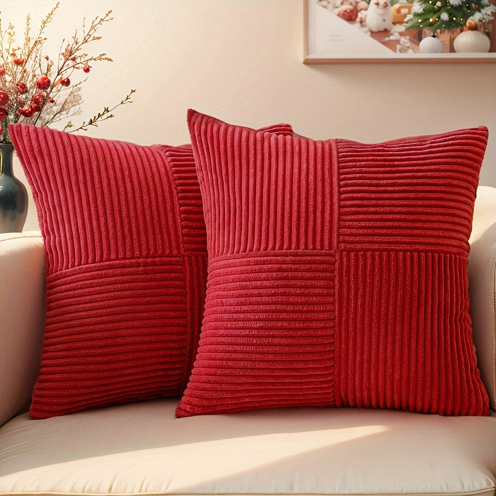 2pcs Corduroy Throw Pillow Covers (12x20" or 18x18")