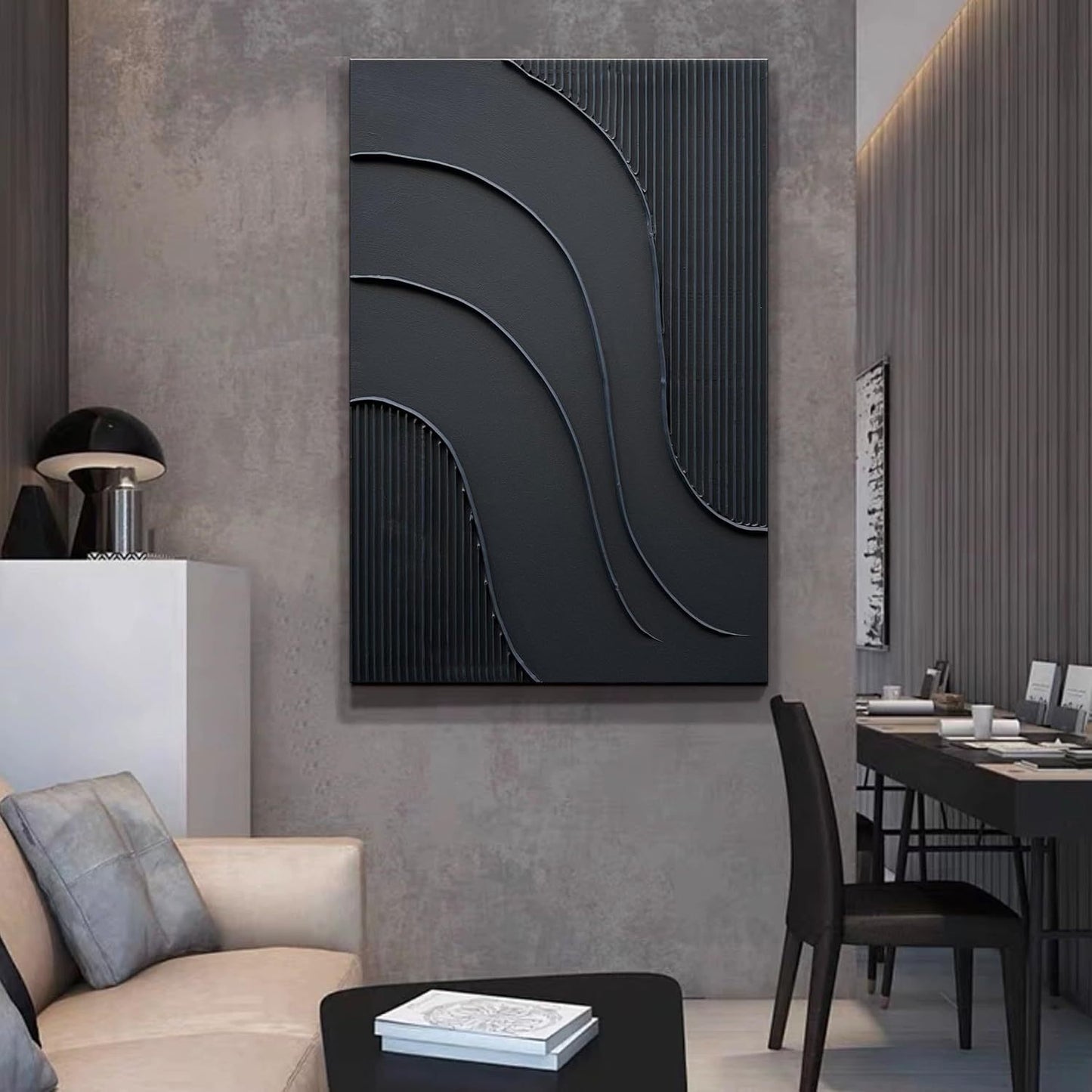 Abstract Black Line Textured Wall Art