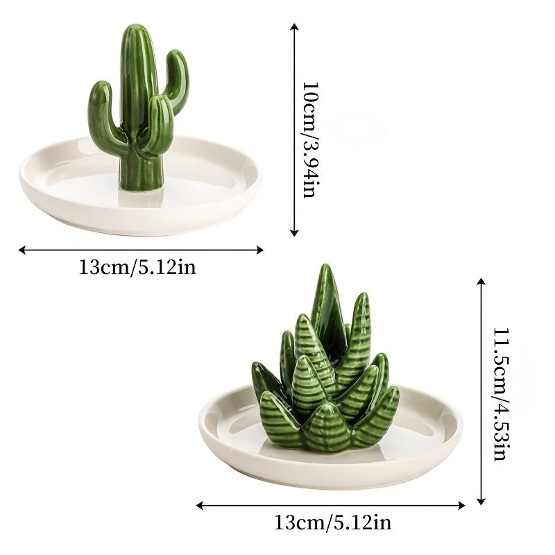 Ceramic Cactus Ring Holder (Set of 2)