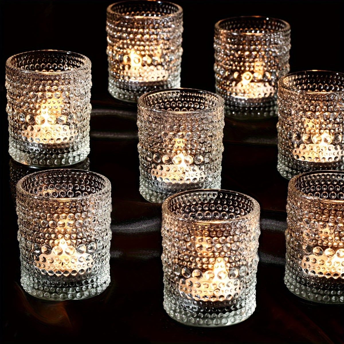 Transparent Bead Glass Candle Holders (24 count)