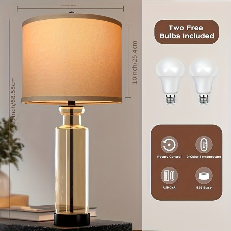 Modern Glass Table Lamps (27'', Set of 2)