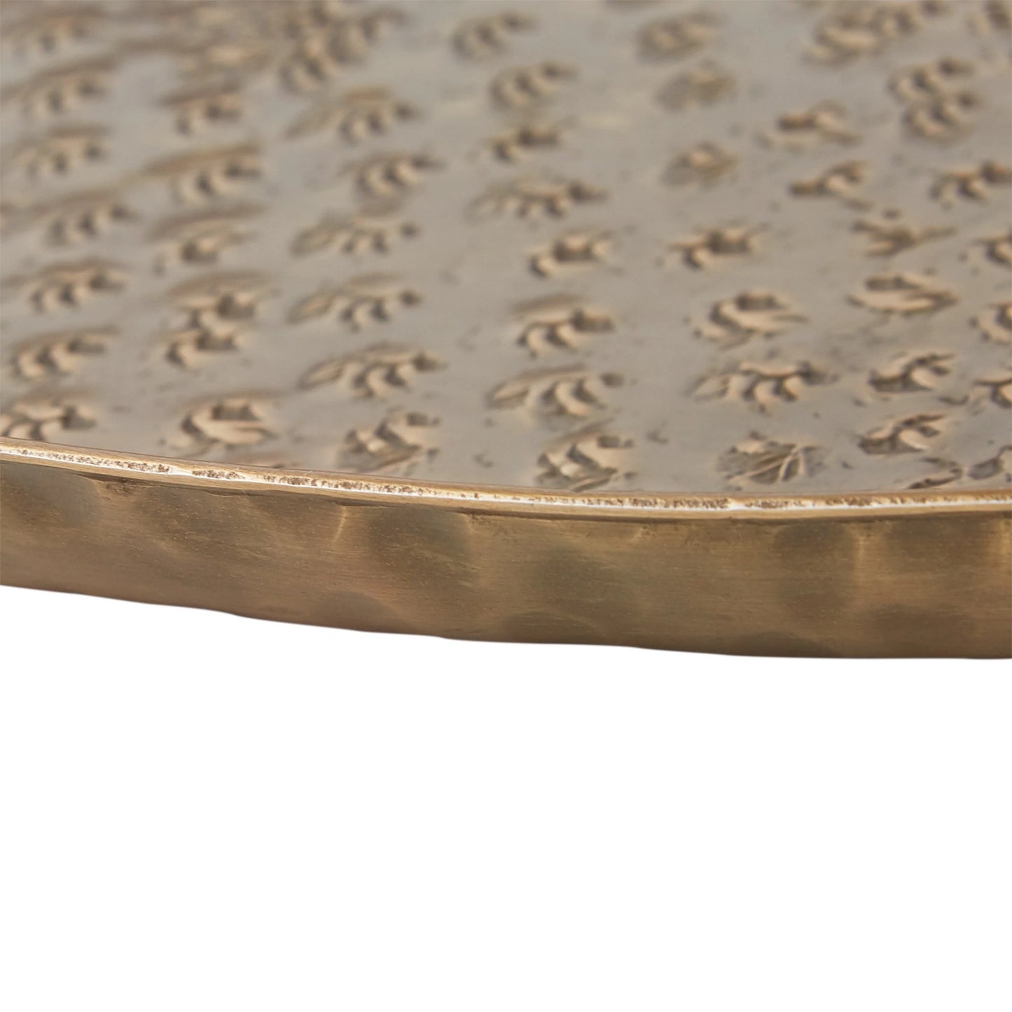 14" Round Brass Hammered Metal Decorative Tray