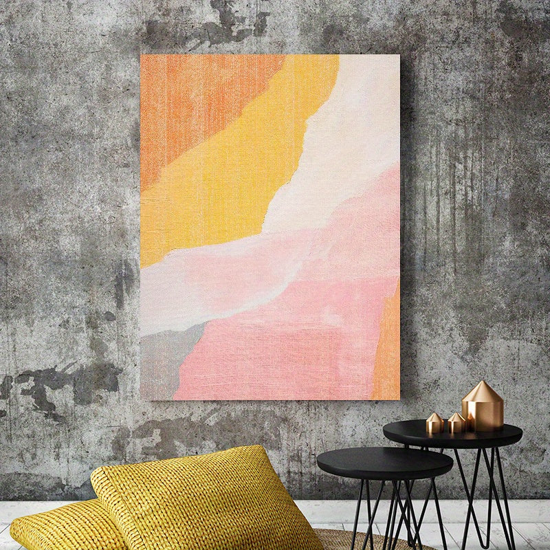 Blush Pink & Orange Abstract Framed Canvas