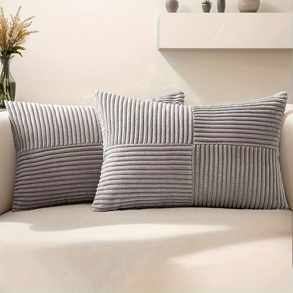 2pcs Corduroy Throw Pillow Covers (12x20" or 18x18")