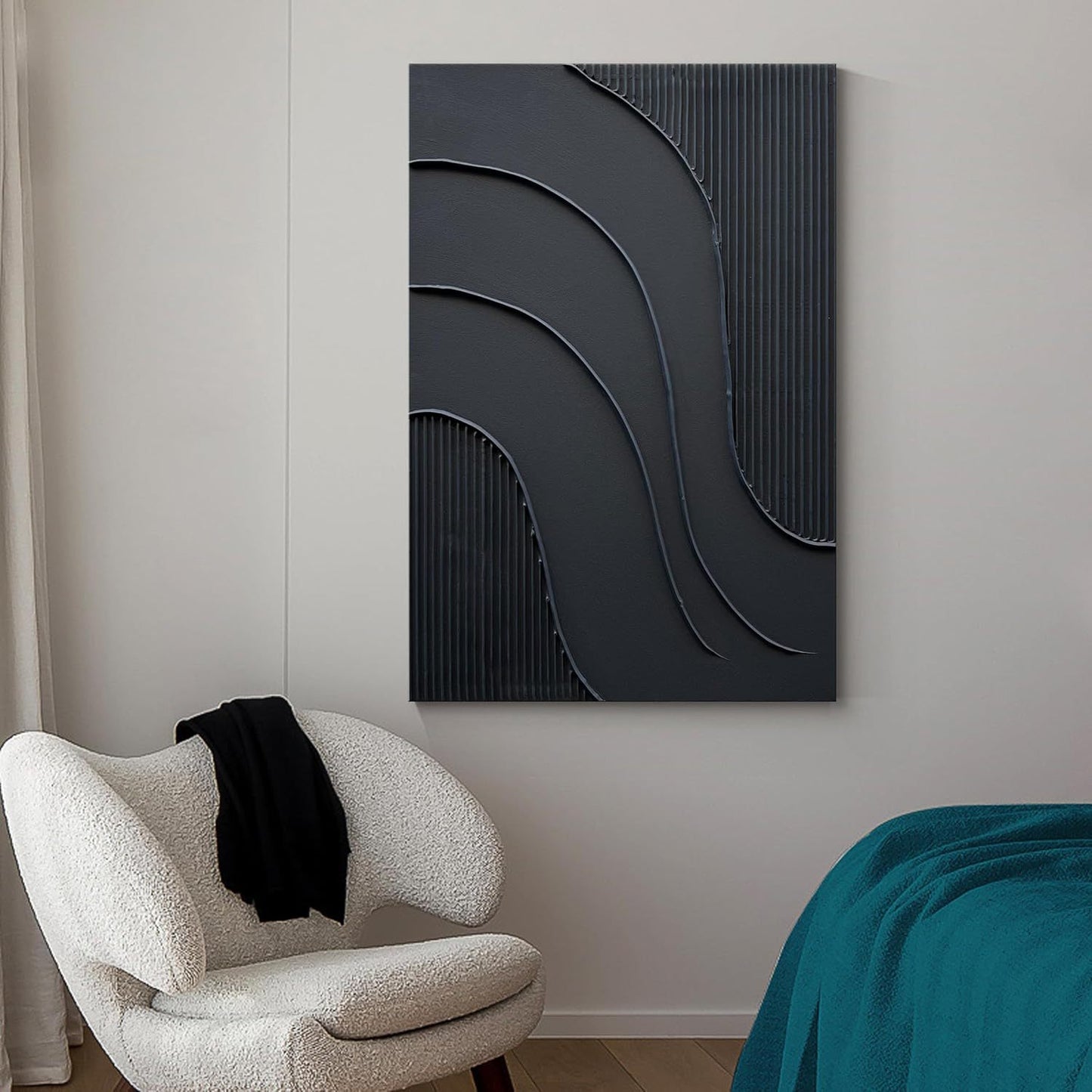 Abstract Black Line Textured Wall Art