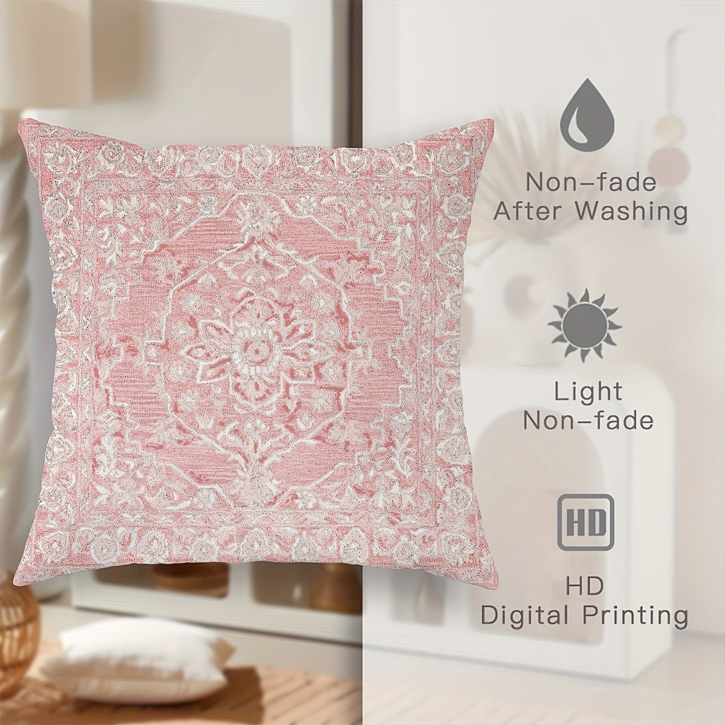 4pcs Geometric Pale Pink Polyester Throw Pillow Covers (18 "X18")