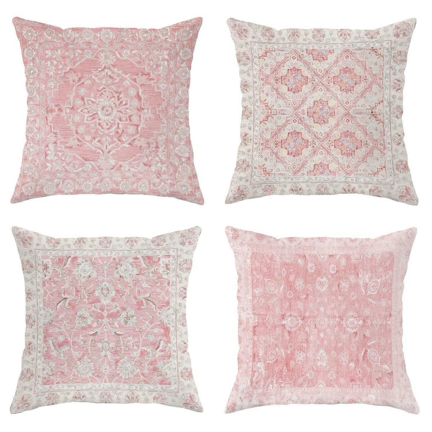 4pcs Geometric Pale Pink Polyester Throw Pillow Covers (18 "X18")