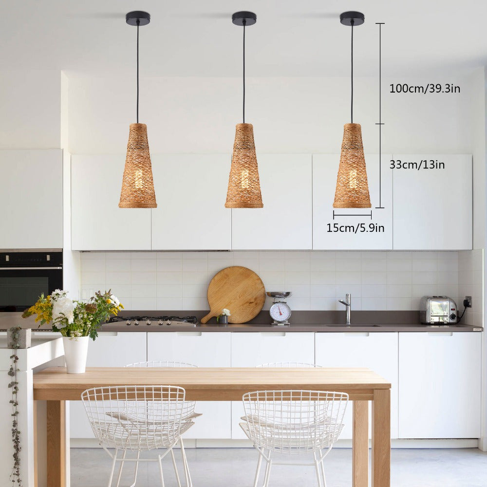 3 Packs Mini Woven Rattan Pendant Lighting