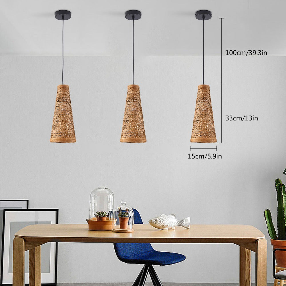 3 Packs Mini Woven Rattan Pendant Lighting