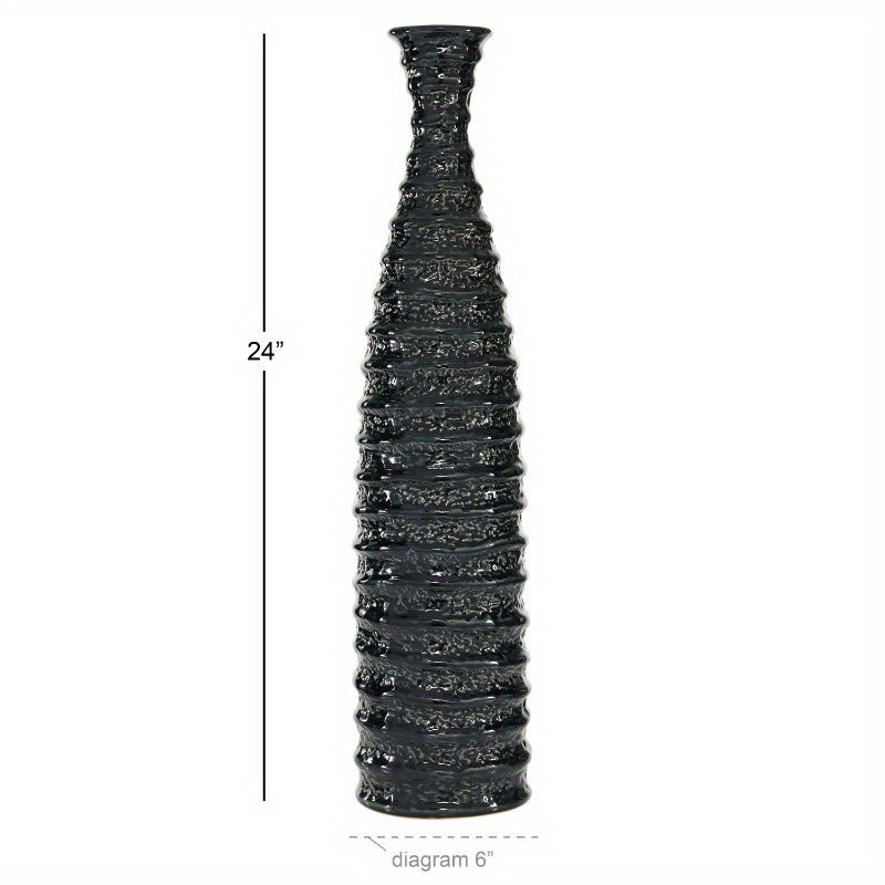 1pc Black Ceramic Vase (24")