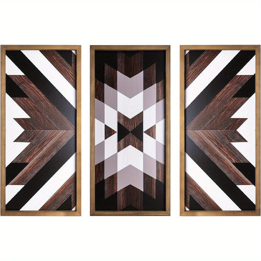 3Pcs Geometric Wood Wall Art