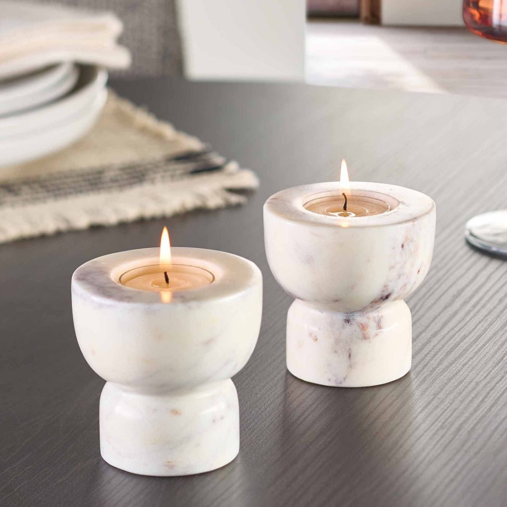 3" Marble Taper Votive & Candle Holders (Set of 2)