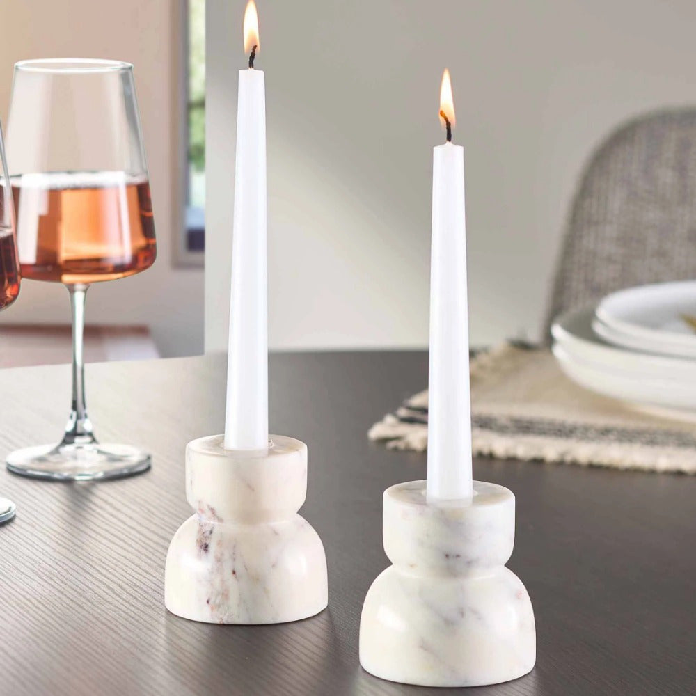 3" Marble Taper Votive & Candle Holders (Set of 2)