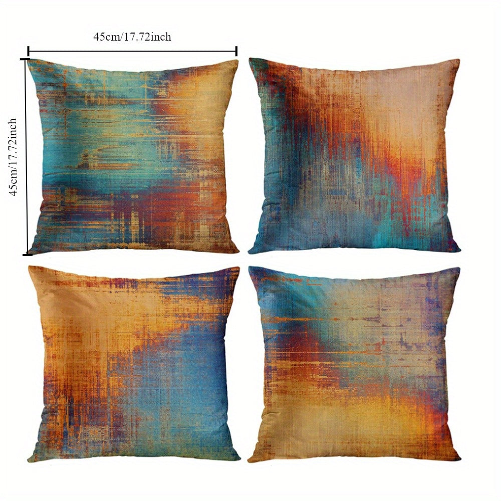 Vintage Abstract Rustic Throw Pillow Covers (4pcs)