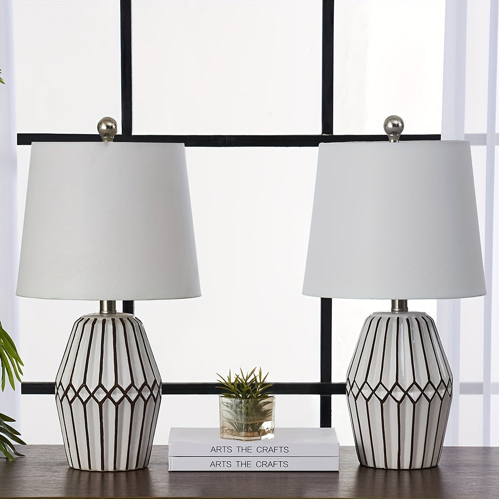 Geometric Stripes Ceramic Table Lamps (Set of 2)