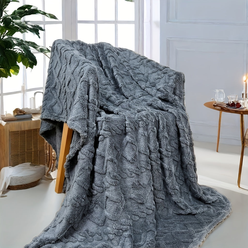 Solid Color Jacquard Velvet Blanket