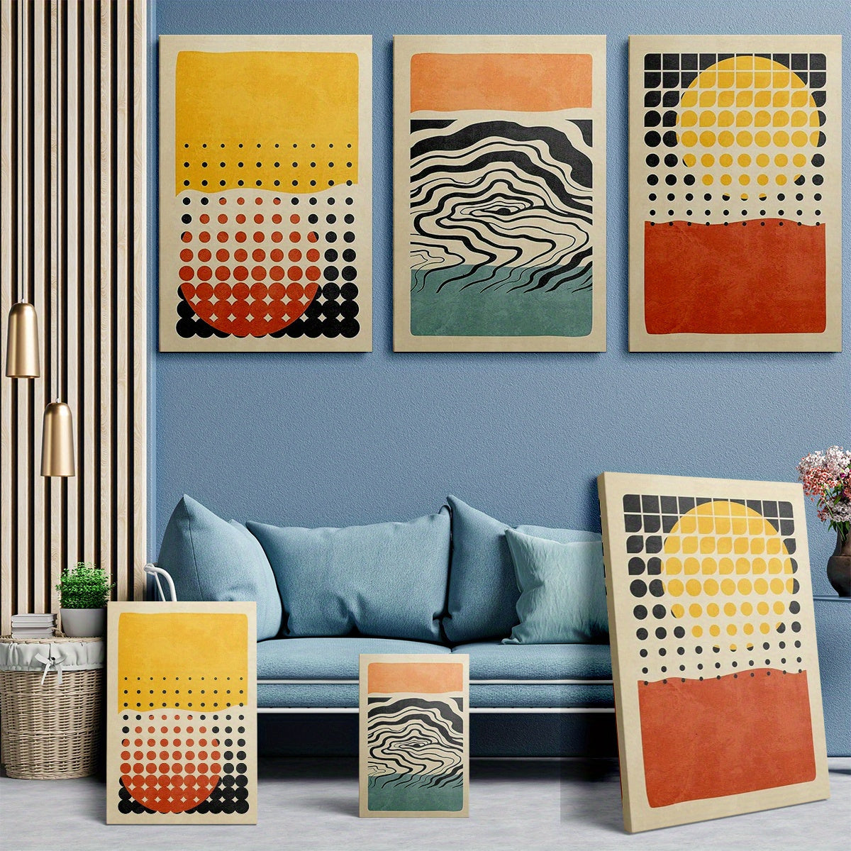 Abstract Geometric Framed Canvas (3pc Set)