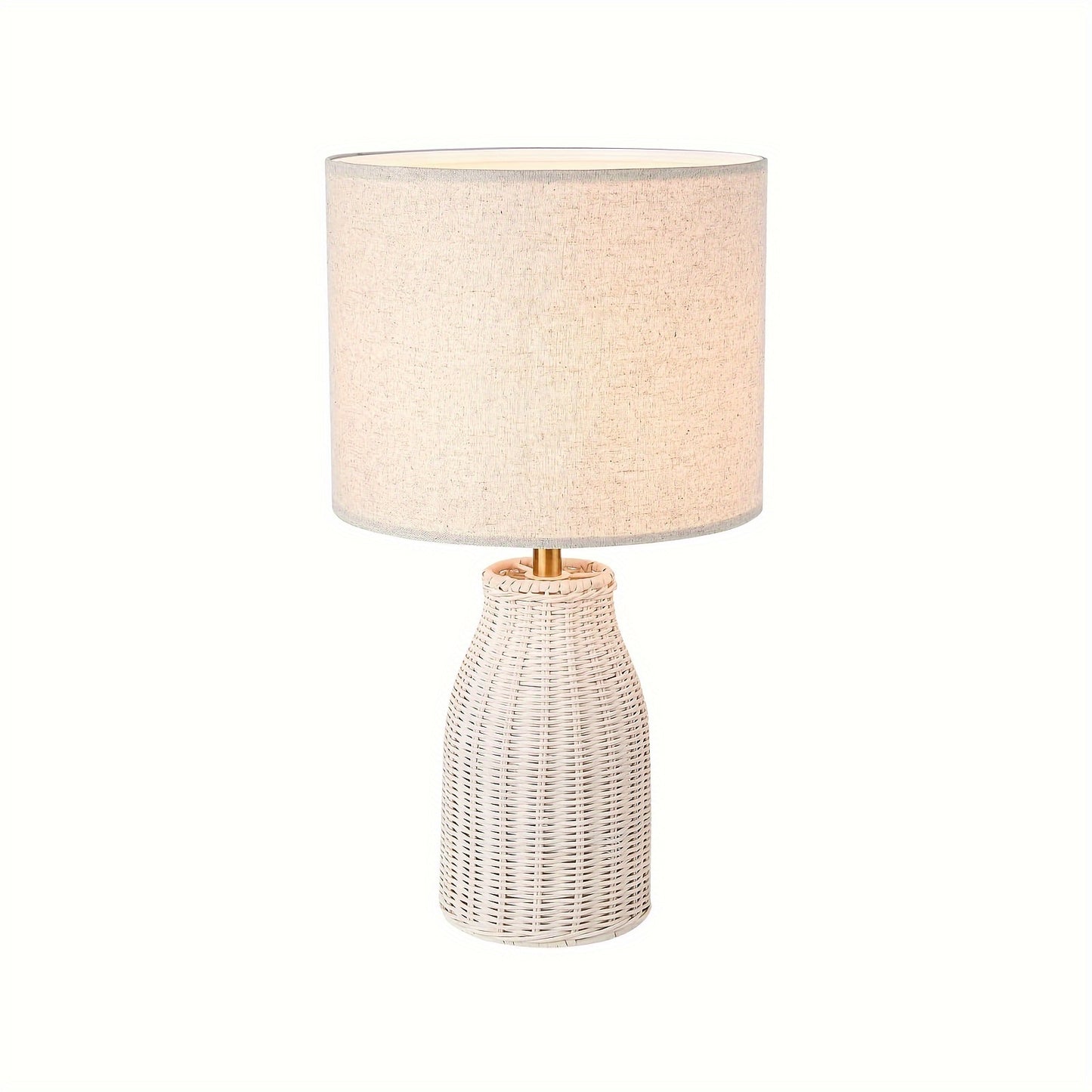 Wicker Desk Lamp With Linen Fabric Lampshade