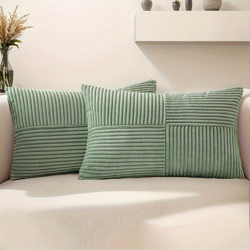 2pcs Corduroy Throw Pillow Covers (12x20" or 18x18")