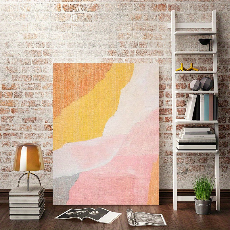 Blush Pink & Orange Abstract Framed Canvas