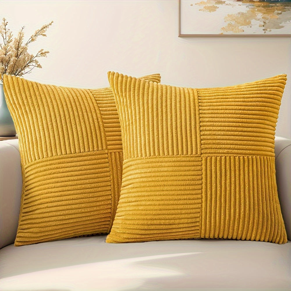 2pcs Corduroy Throw Pillow Covers (12x20" or 18x18")