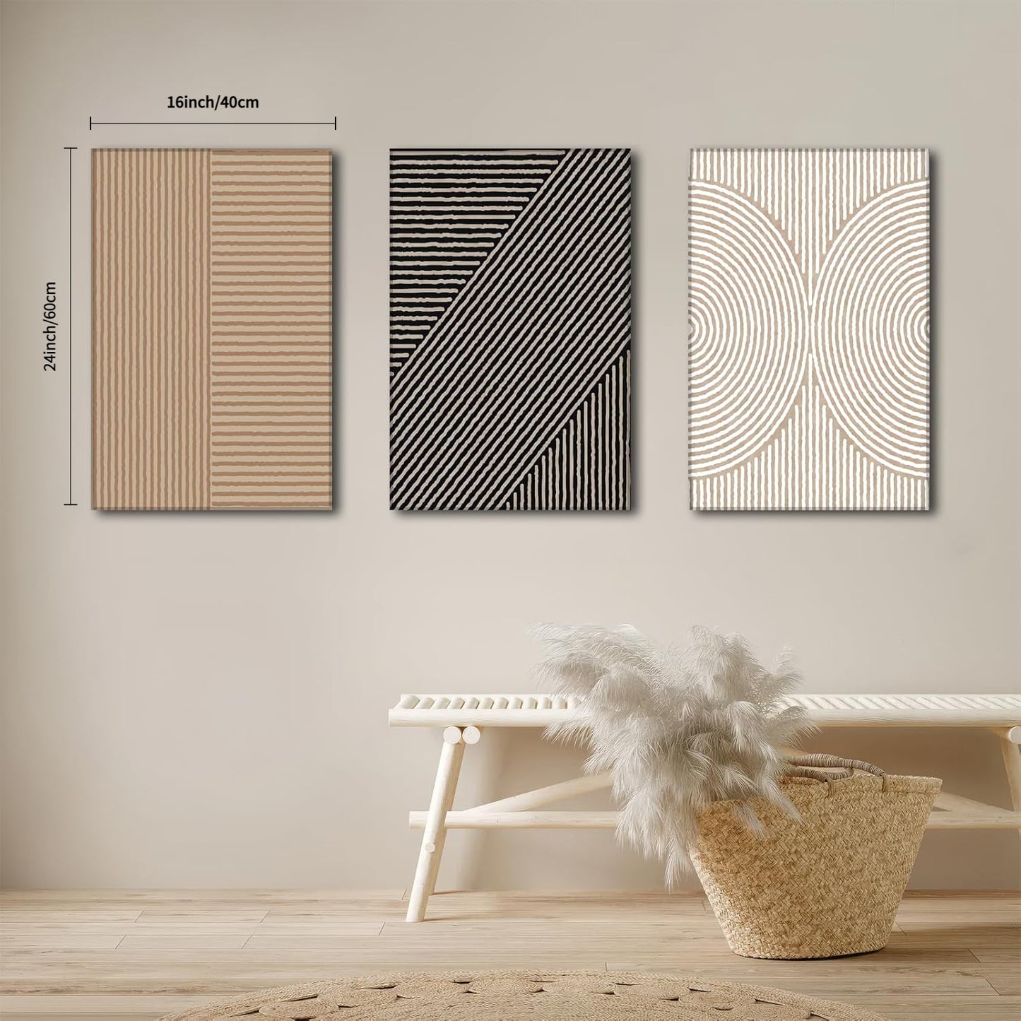 Neutral Abstract Wrapped Canvas (Set of 3)