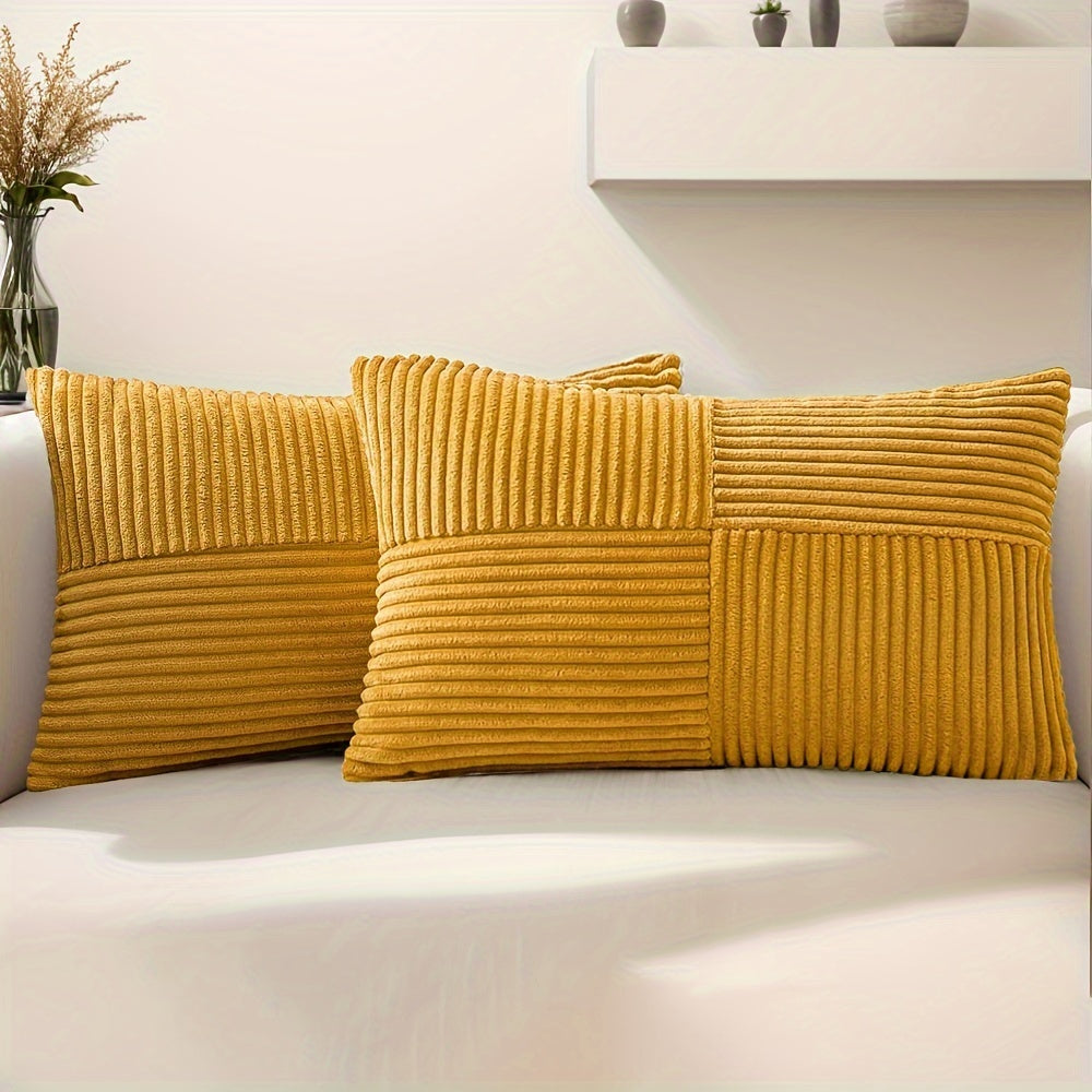 2pcs Corduroy Throw Pillow Covers (12x20" or 18x18")