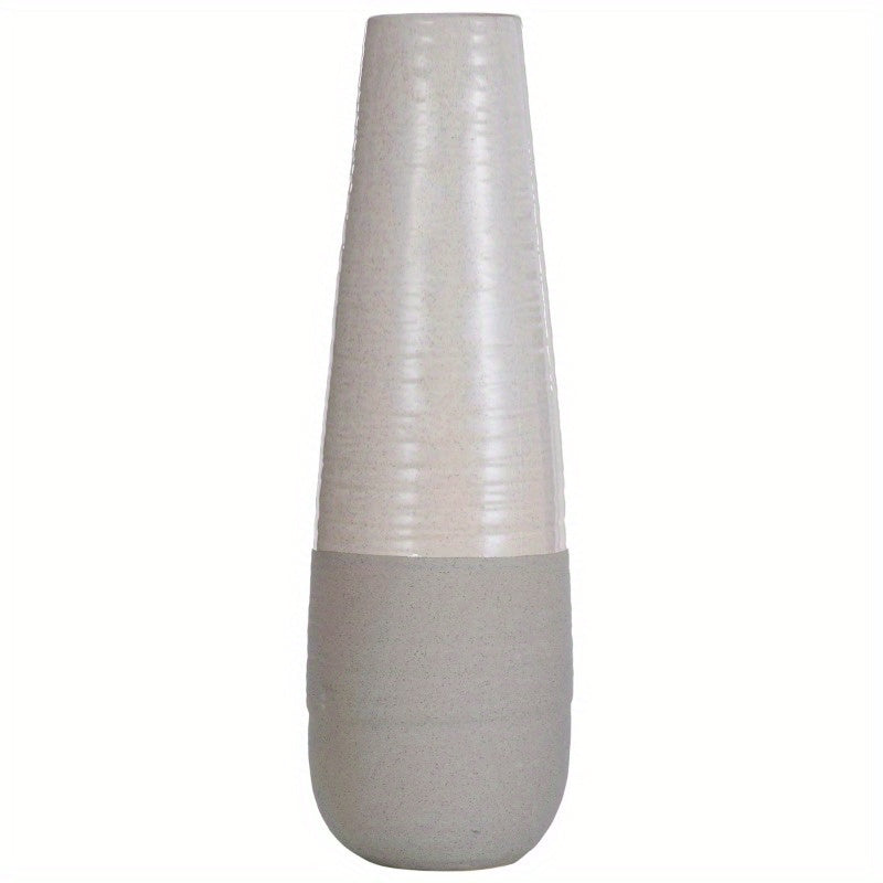 1pc Ceramic Vase with Glossy Top & Concrete Base