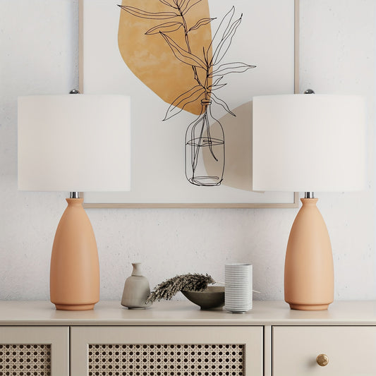 Modern Orange Resin Table Lamps (Set Of 2)