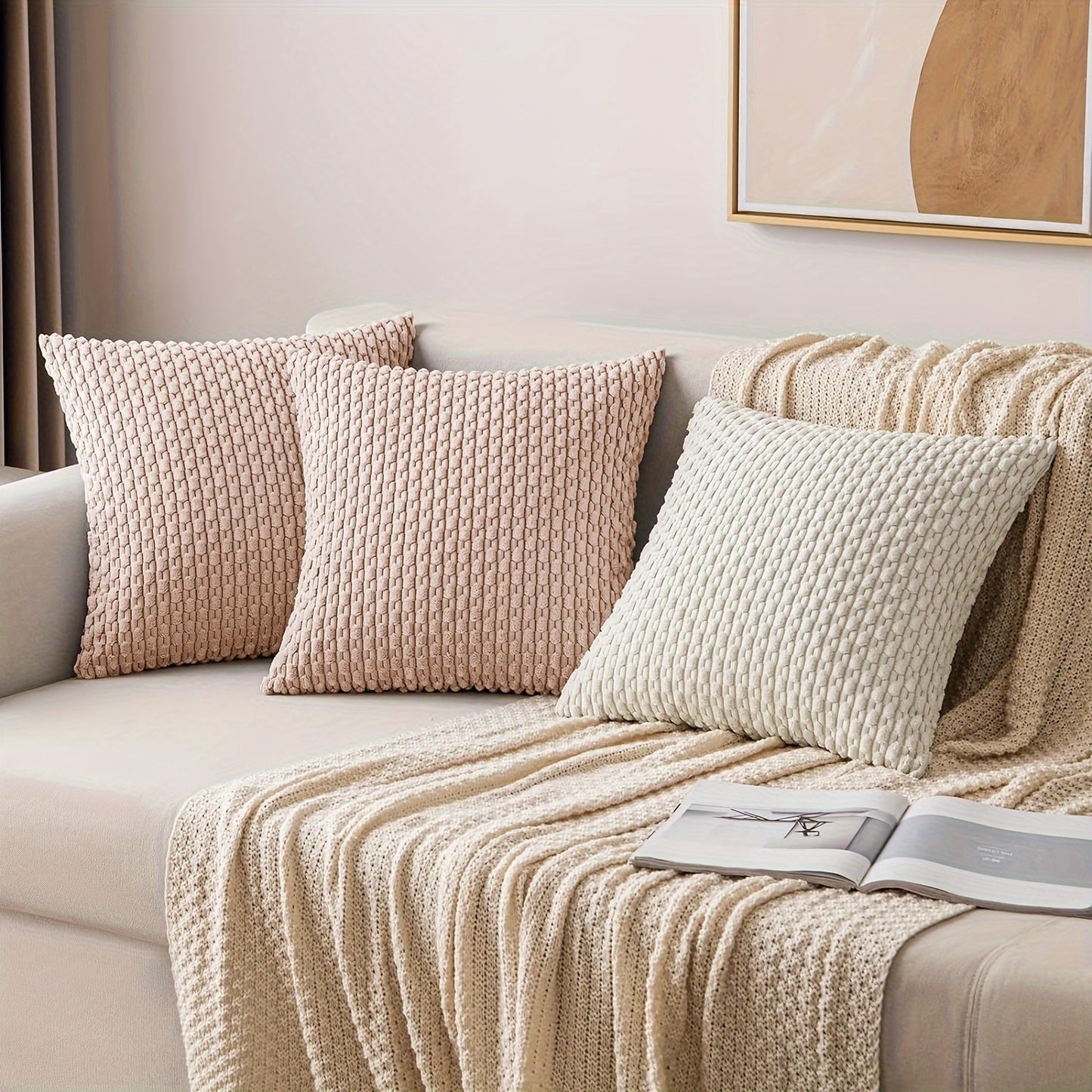 2pcs Corduroy, Double-Sided Striped Throw Pillow Covers