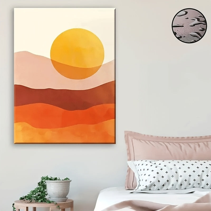 1pc Wood Frame Vintage Burnt Orange Desert Sunset Wall Art (28" x 40")