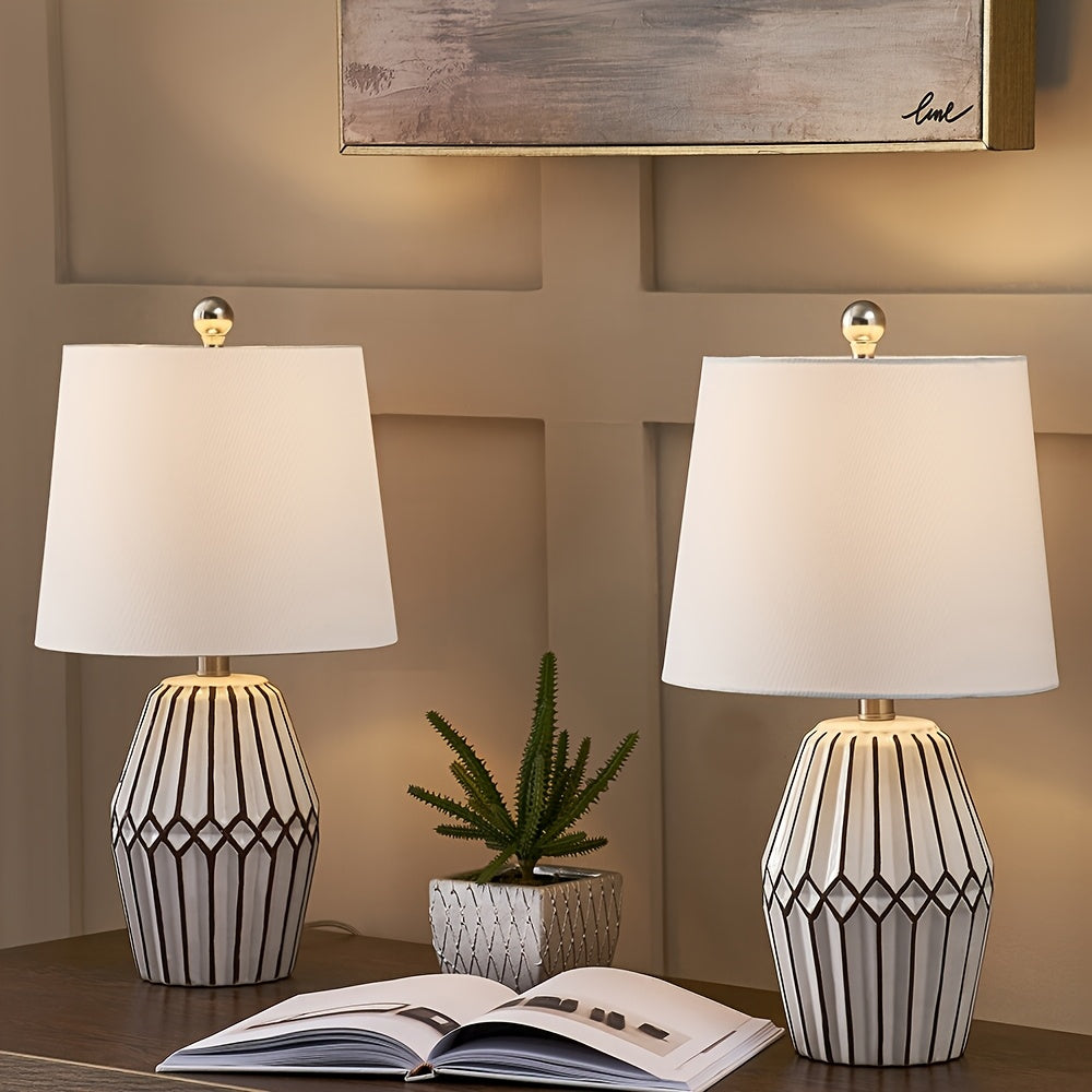 Geometric Stripes Ceramic Table Lamps (Set of 2)