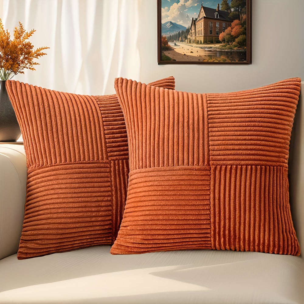 2pcs Corduroy Throw Pillow Covers (12x20" or 18x18")