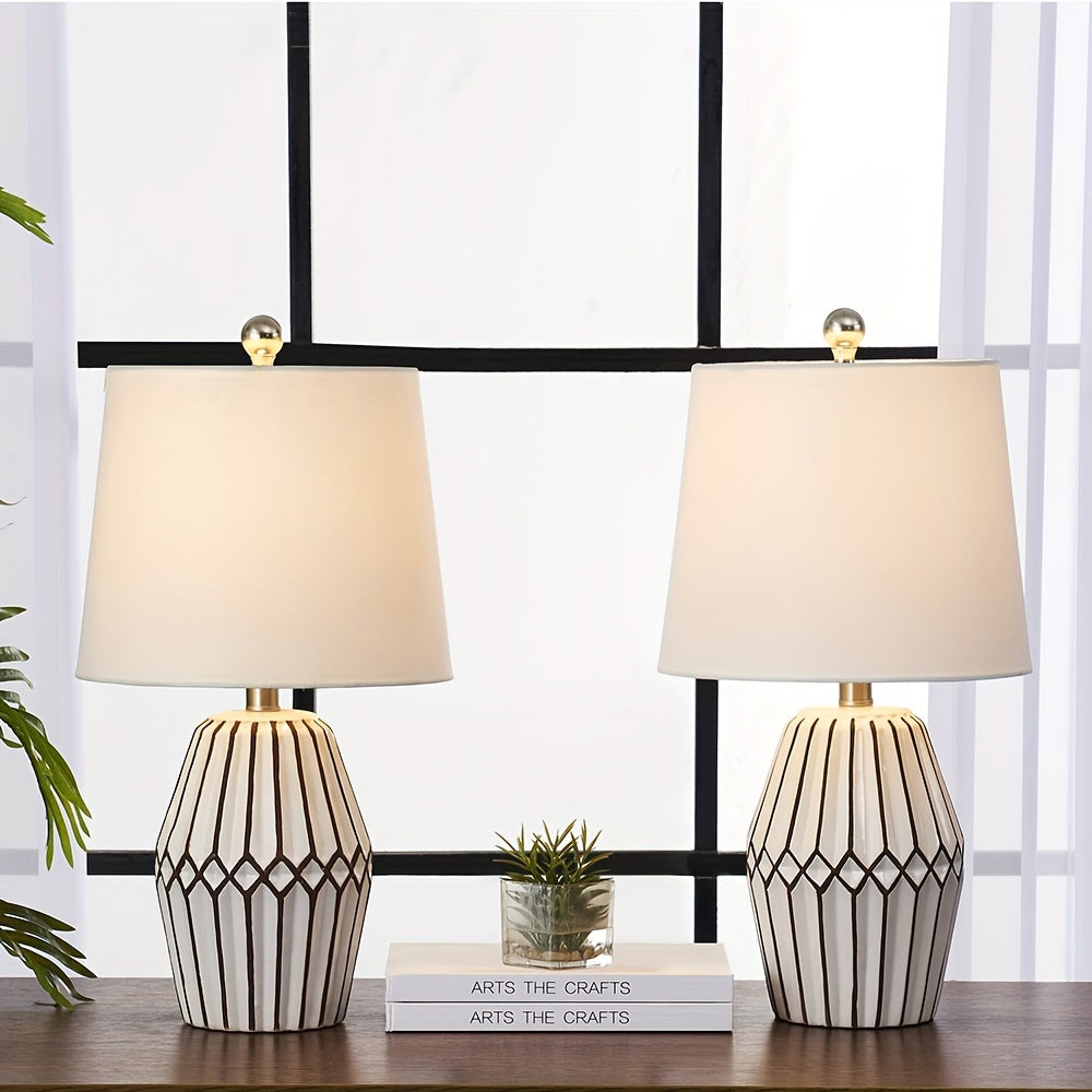 Geometric Stripes Ceramic Table Lamps (Set of 2)