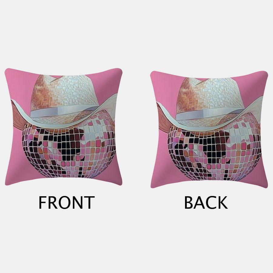 Chic Pink Disco Cowgirl & Cowboy Throw Pillow Cover