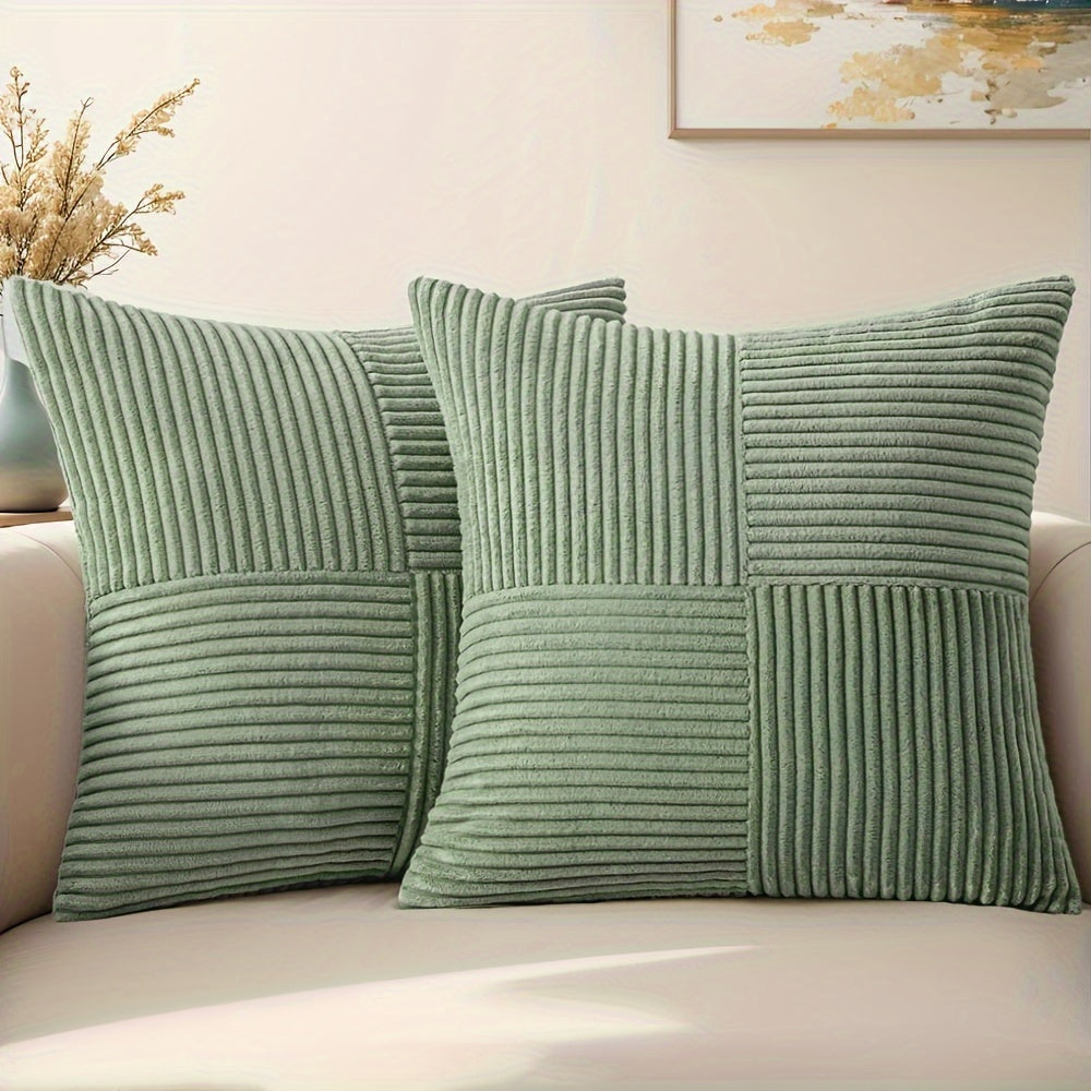 2pcs Corduroy Throw Pillow Covers (12x20" or 18x18")