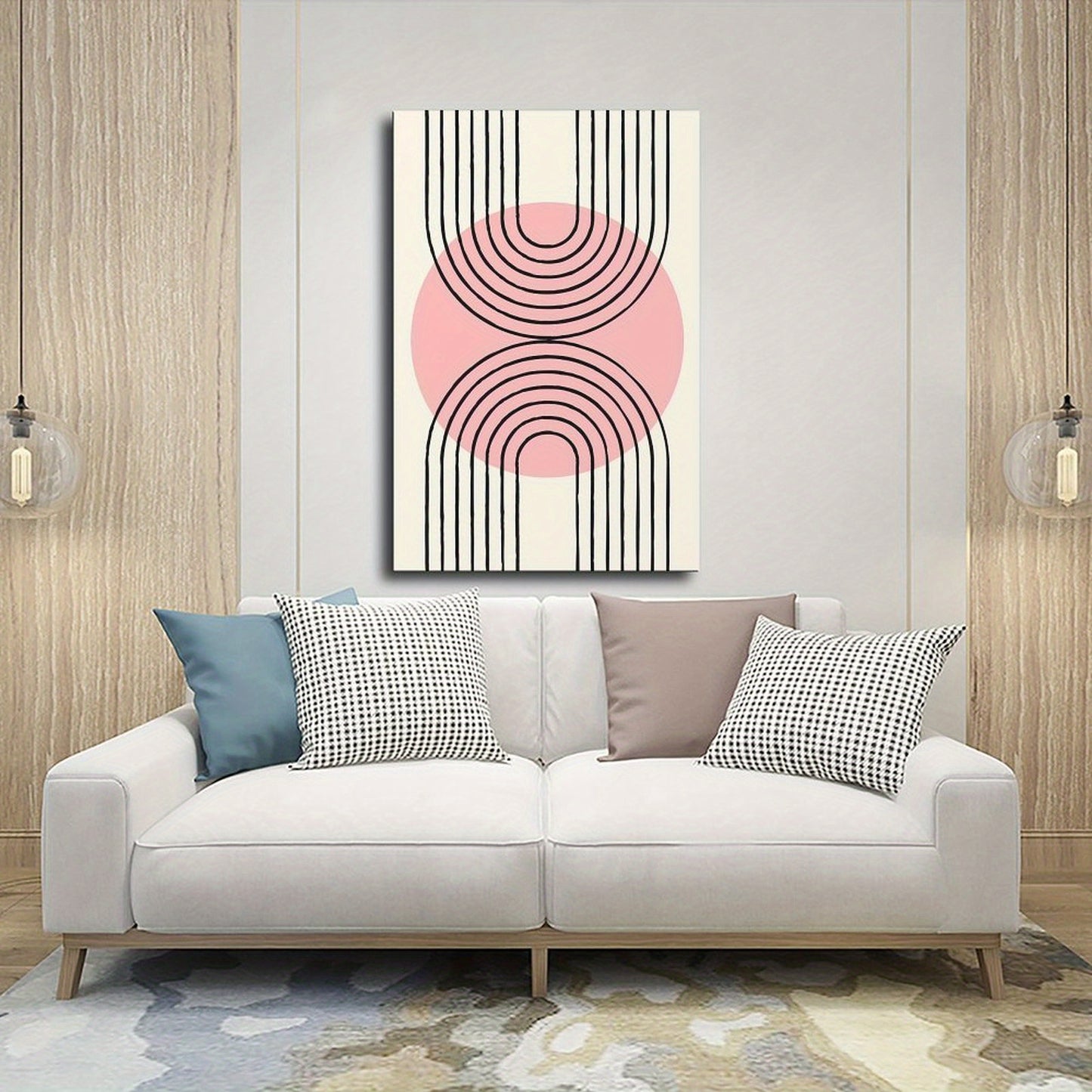 Blush Pink Rainbows Arches Framed Canvas