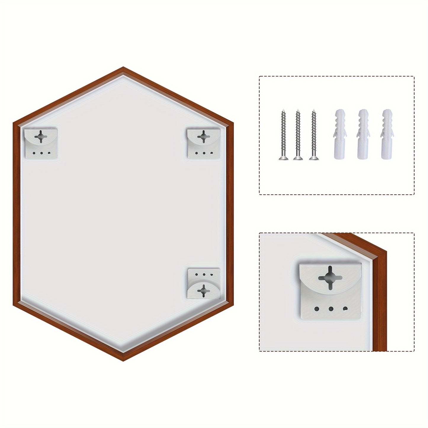 Hexagonal Solid Wood Wall Mirror