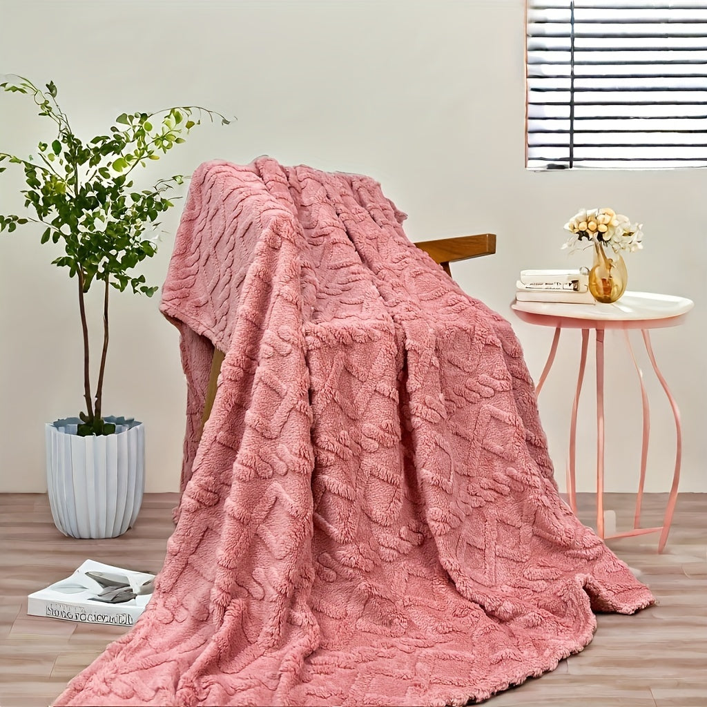 Solid Color Jacquard Velvet Blanket