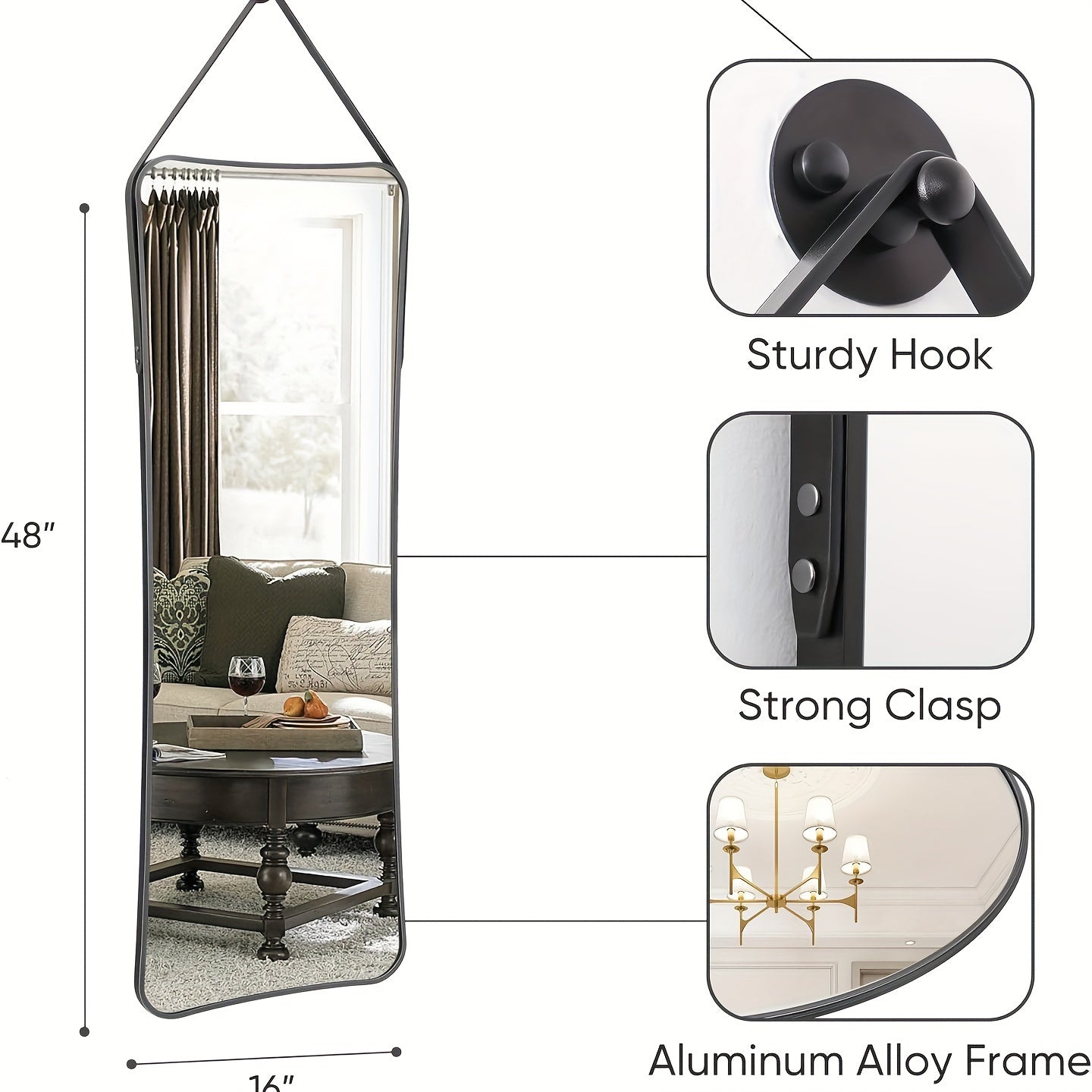 Irregular Full Length Wall Mirror (16"x48")