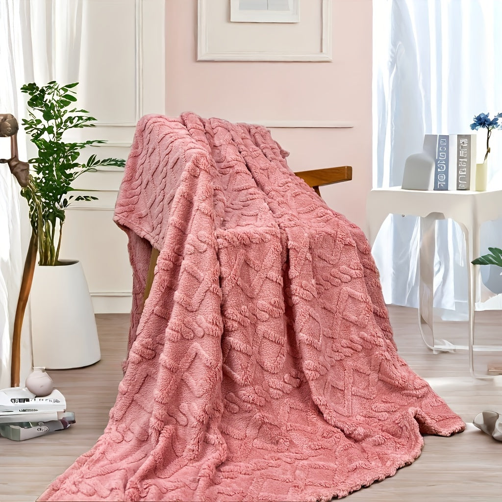 Solid Color Jacquard Velvet Blanket