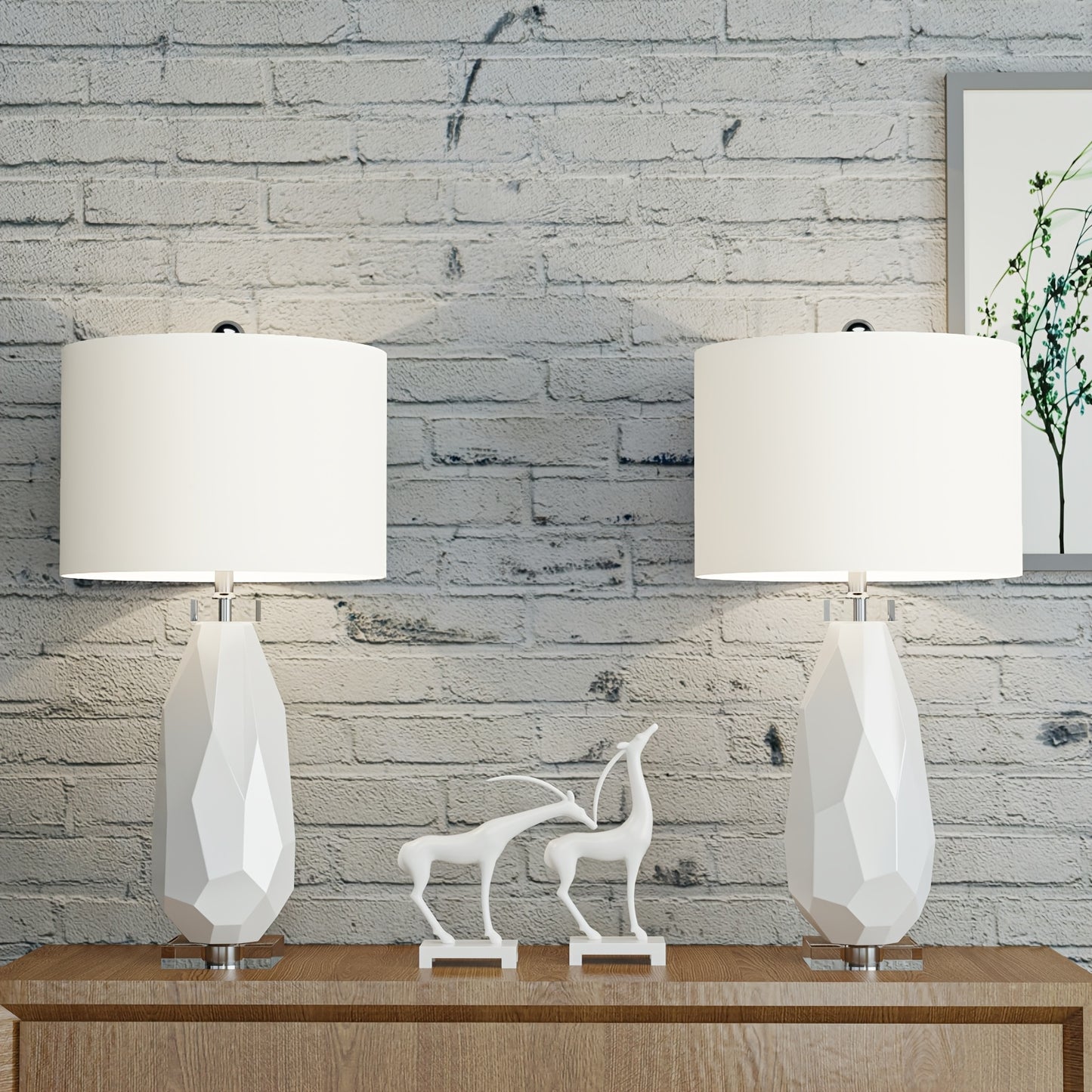 Geometric Crystal Ceramic Table Lamps (Set Of 2)