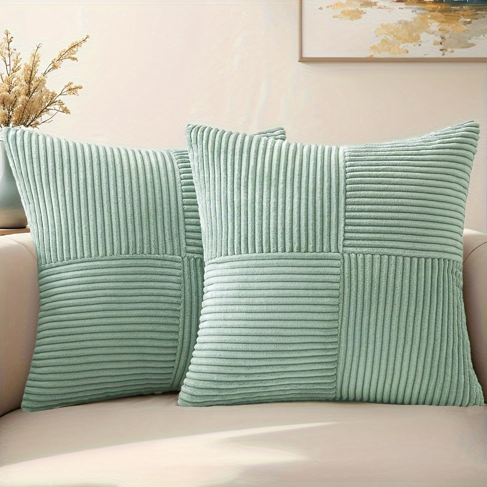 2pcs Corduroy Throw Pillow Covers (12x20" or 18x18")